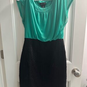 Enfocus Studio Teal and Black Midi Dress
